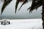 Snow on the beach, Palio Kavala, Greece