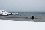 Snow on the beach, Palio Kavala, Greece