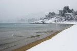 Snow on the beach, Palio Kavala, Greece