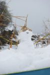 Snowman on the beach, Palio Kavala, Greece