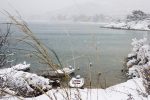 Snow on the beach, Palio Kavala, Greece
